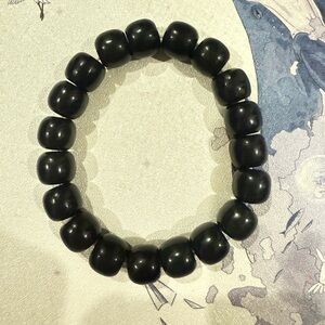 11mm-12mm Hetian Dark Green Jade Beaded Stretch Bracelet